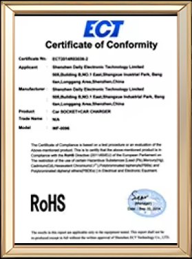 Certificato di garanzia della qualità del prodotto